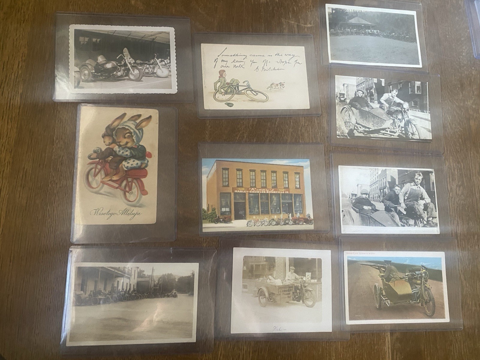 06: Lot of Ten Antique Motorcycle Related Images Vintage Photos Postcards RPPC