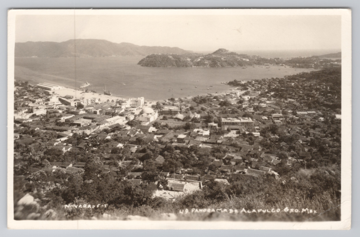 Acapulco, Mexico Panoramic View 1946 Rppc Postcard