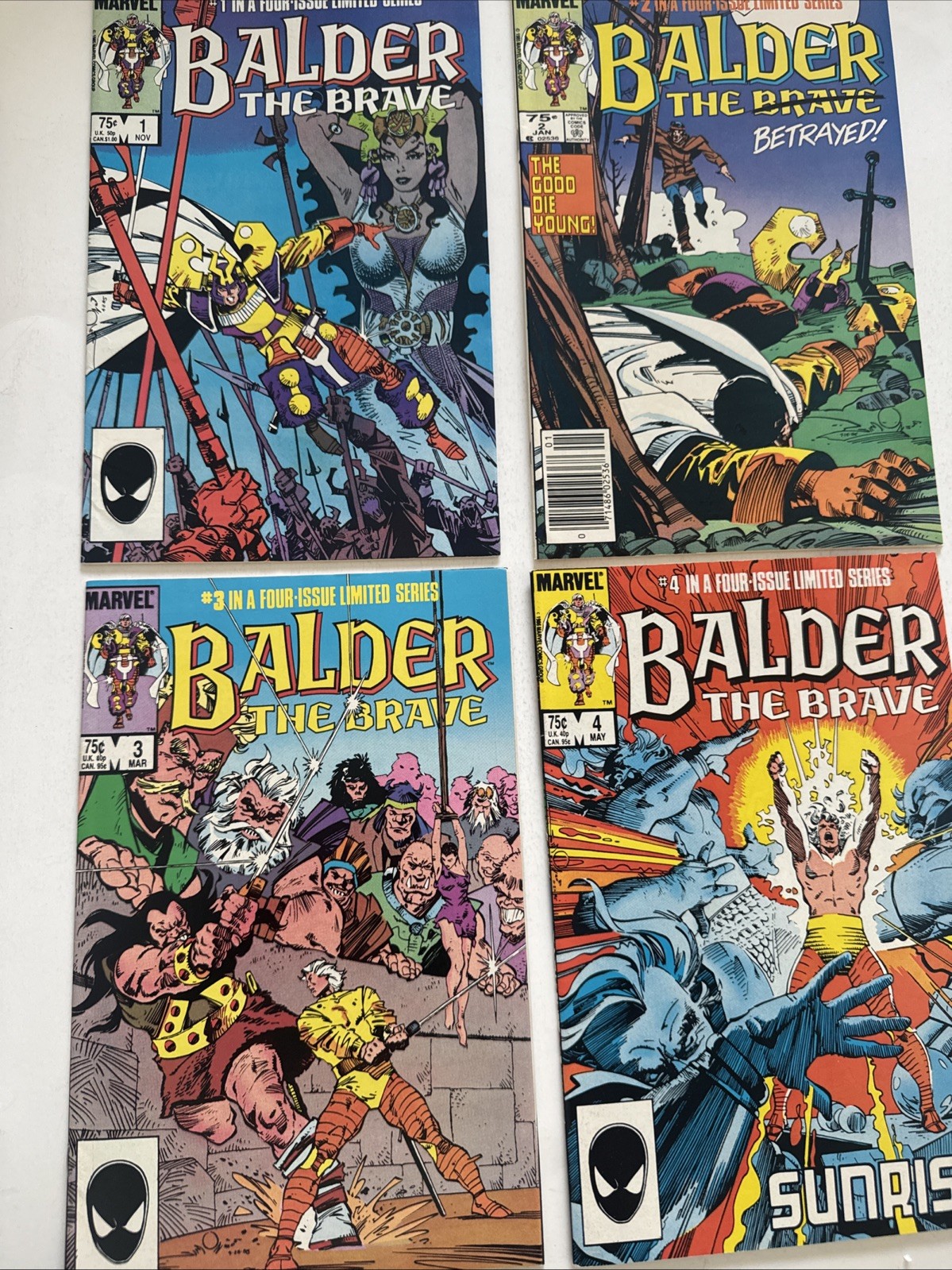 Balder the Brave #1-4 Complete Set 1985 Marvel Comics Mini Series