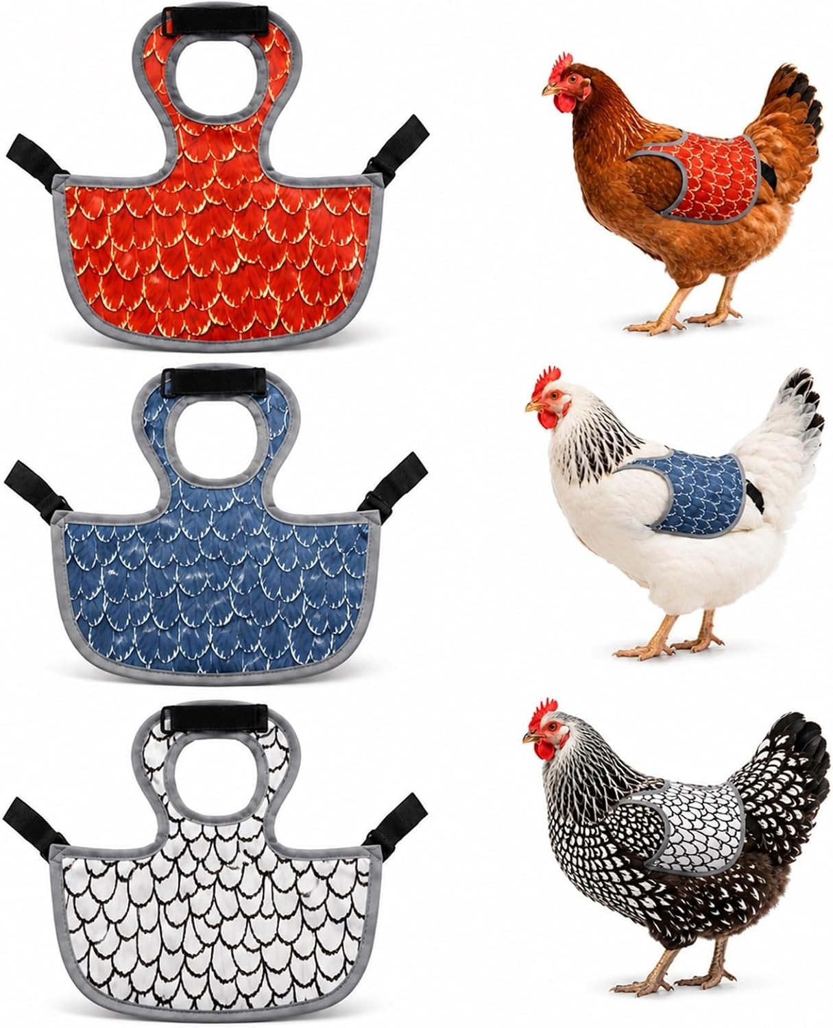 Chicken Saddle for Hens, 3 Pack Adjustable Hen Aprons for 5 to 7.6 lb Birds