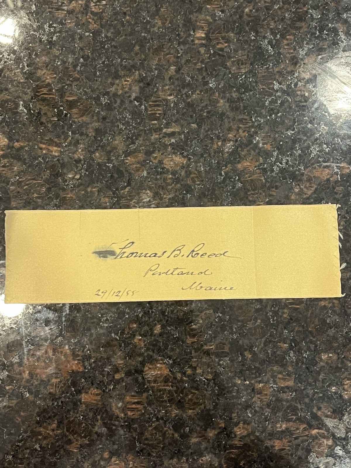Thomas B. Reed Signed Autograph Slip Portland Maine 1885