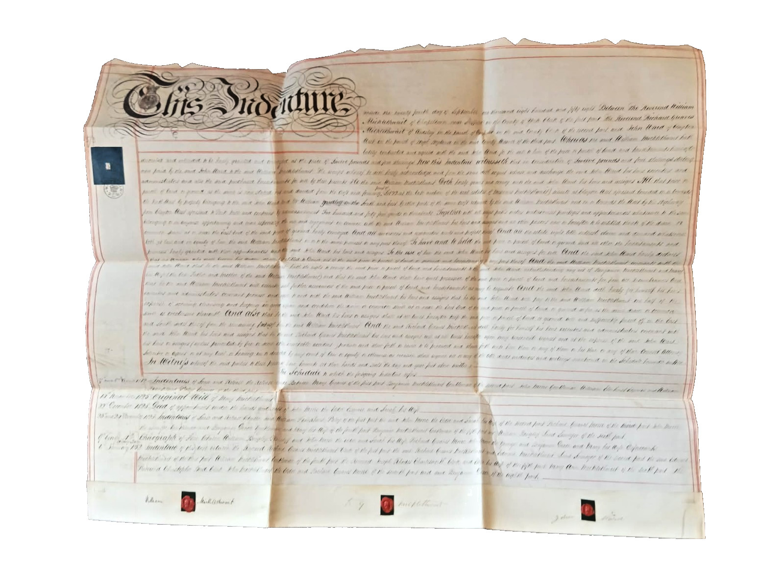 Clayton West Yorkshire Victorian Vellum Indenture 1858 Micklethwait & Ward