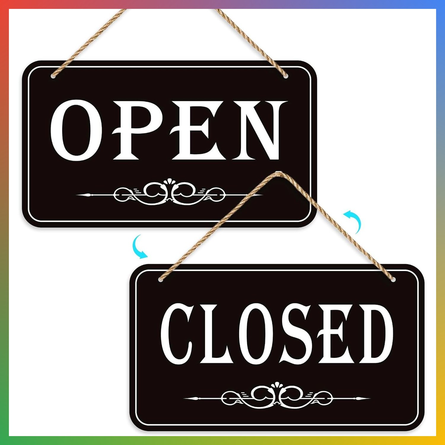 Open Closed Sign Business Double Sided Waterproof 12x6.7 Hanging Store
