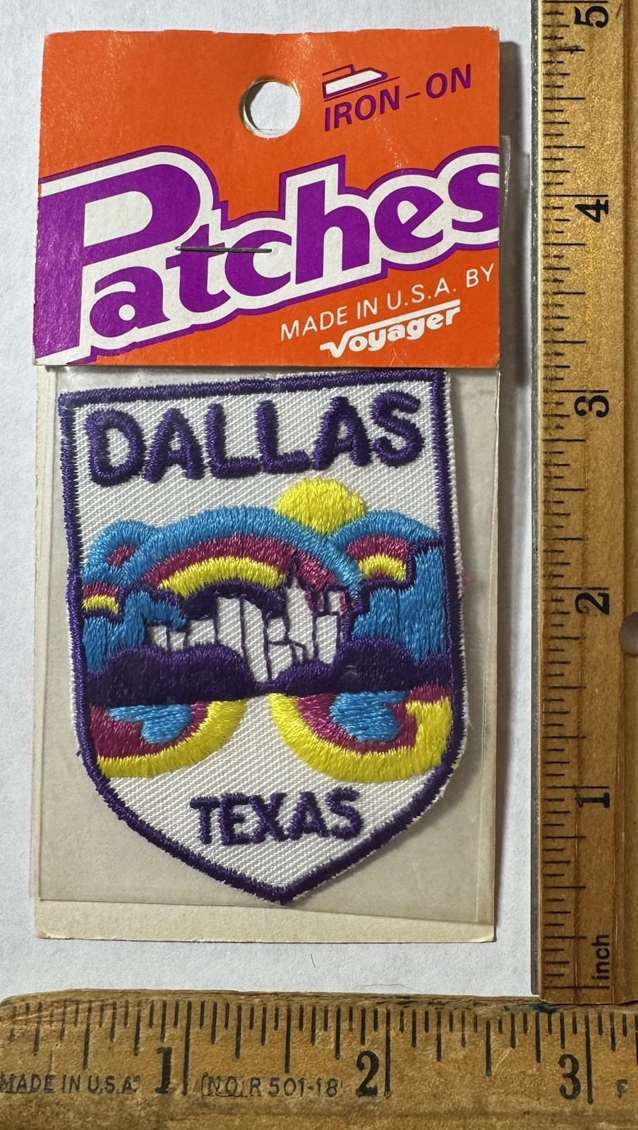 Vintage Dallas Texas Iron On Patch Voyager Travel Souvenir