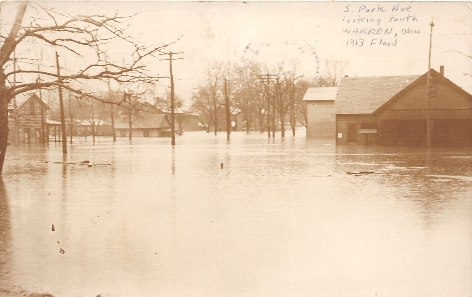 J69/ Warren Ohio RPPC Postcard c1913 Flood Disaster Park Ave Homes  423