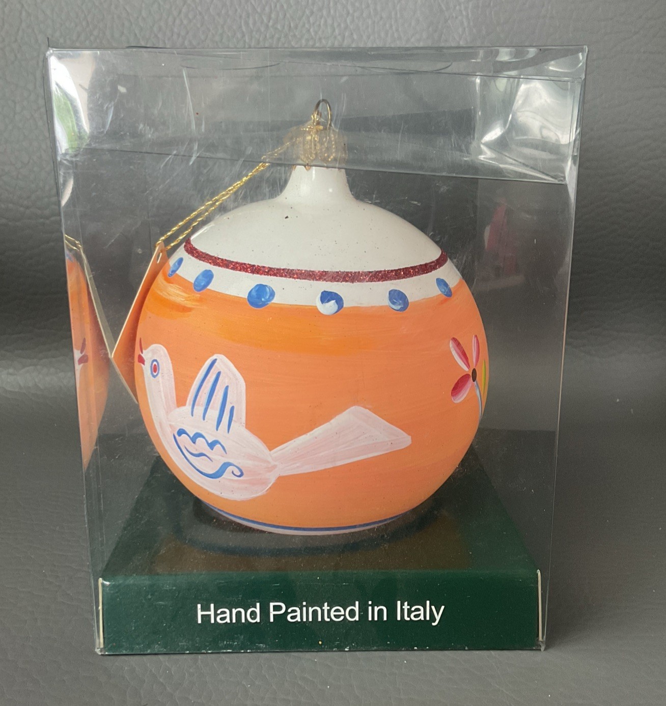 VIETRI Bird Dove Christmas Ornament Italian Hand Painted Blown Glass