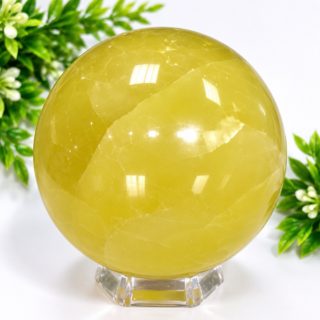 Lemon Calcite Sphere Natural Yellow Calcite Crystal Ball Polished 800gram