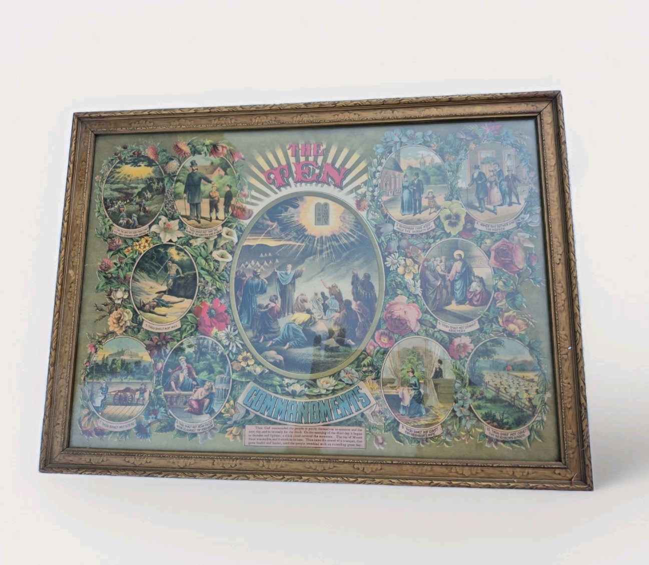 ANTIQUE VTG Gies & Co/Wilgus & Co The Ten Commandments Litho 1880s 23 X 17 Nice
