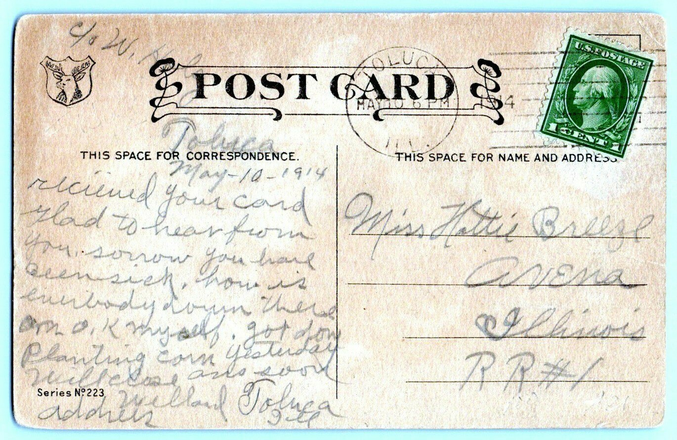 Antique Comic Postcard Why Don't You Be Good To Me 1914 Toluca, Illinois Cancel
