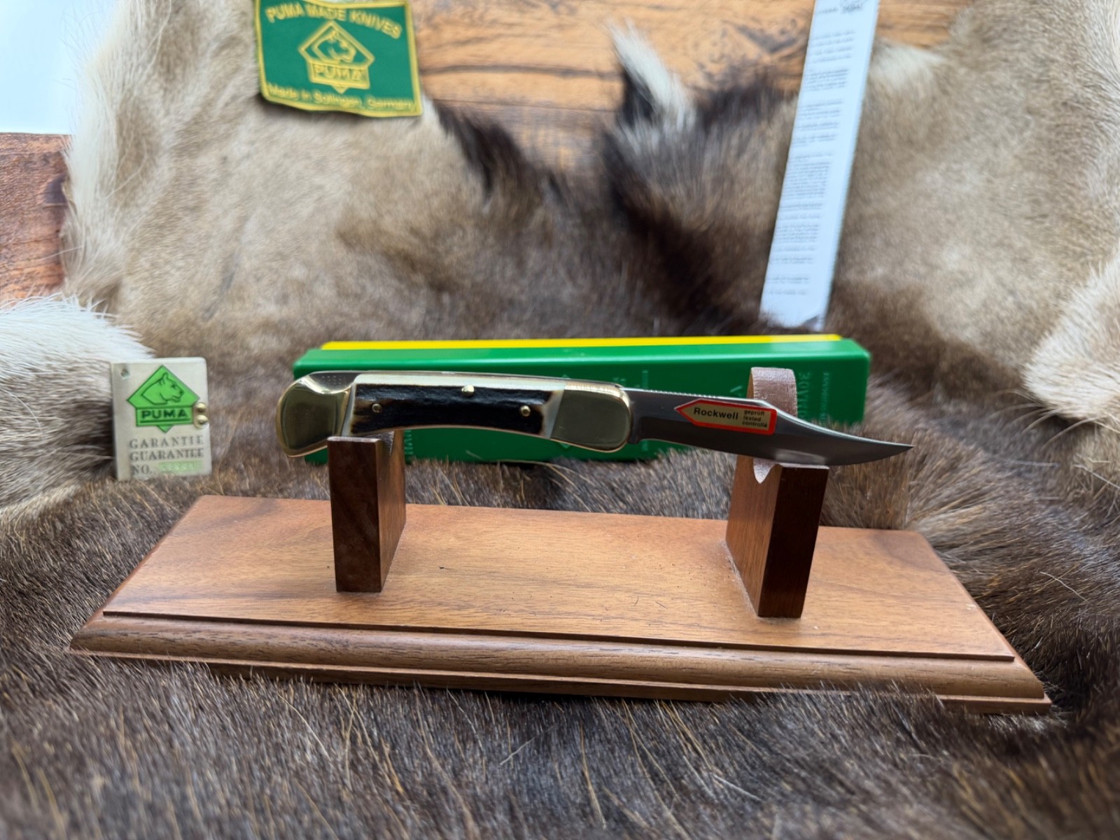 1986 Duke Knife With Genuine Stag Handles Mint in Green /Yellow Box Mint - \