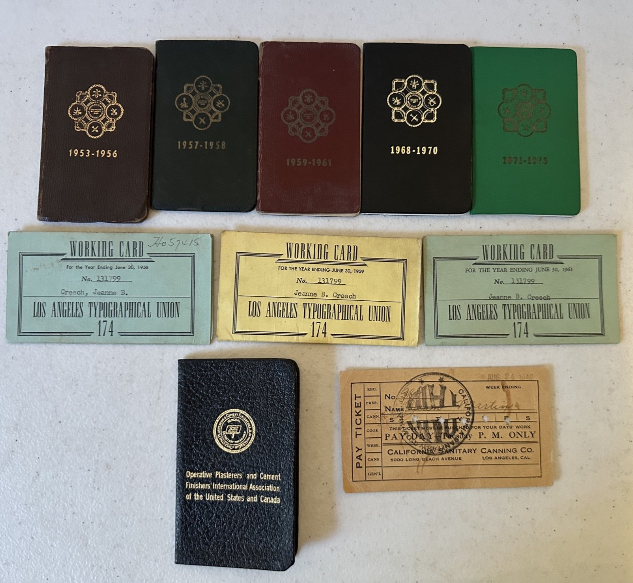 1950s 1960s union dues books stamps steam pipe fitter local California lot ID