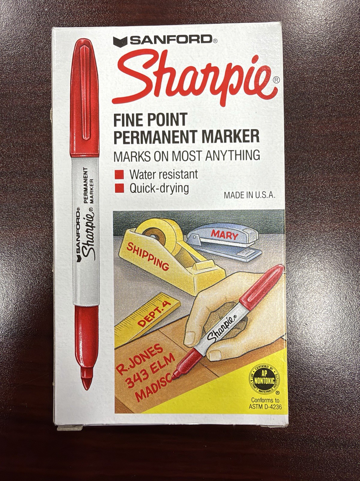 Vintage 1990s Sanford Sharpie Fine Point Red Markers 11/12 Box NOS USA 30002