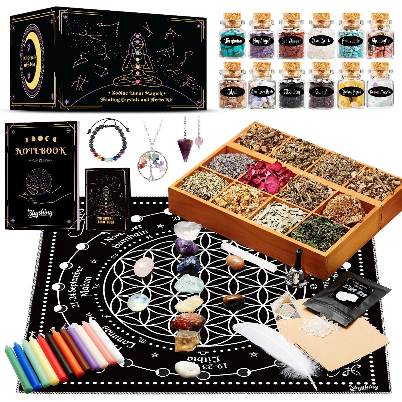 Witchcraft Supplies Kit, 80Pack Witch Starter Kit Wiccan Supplies and Tools Witc Witchcraft Supplies Kit, 80Pack Witch Starter Kit Wiccan Supplies and Tools Witc