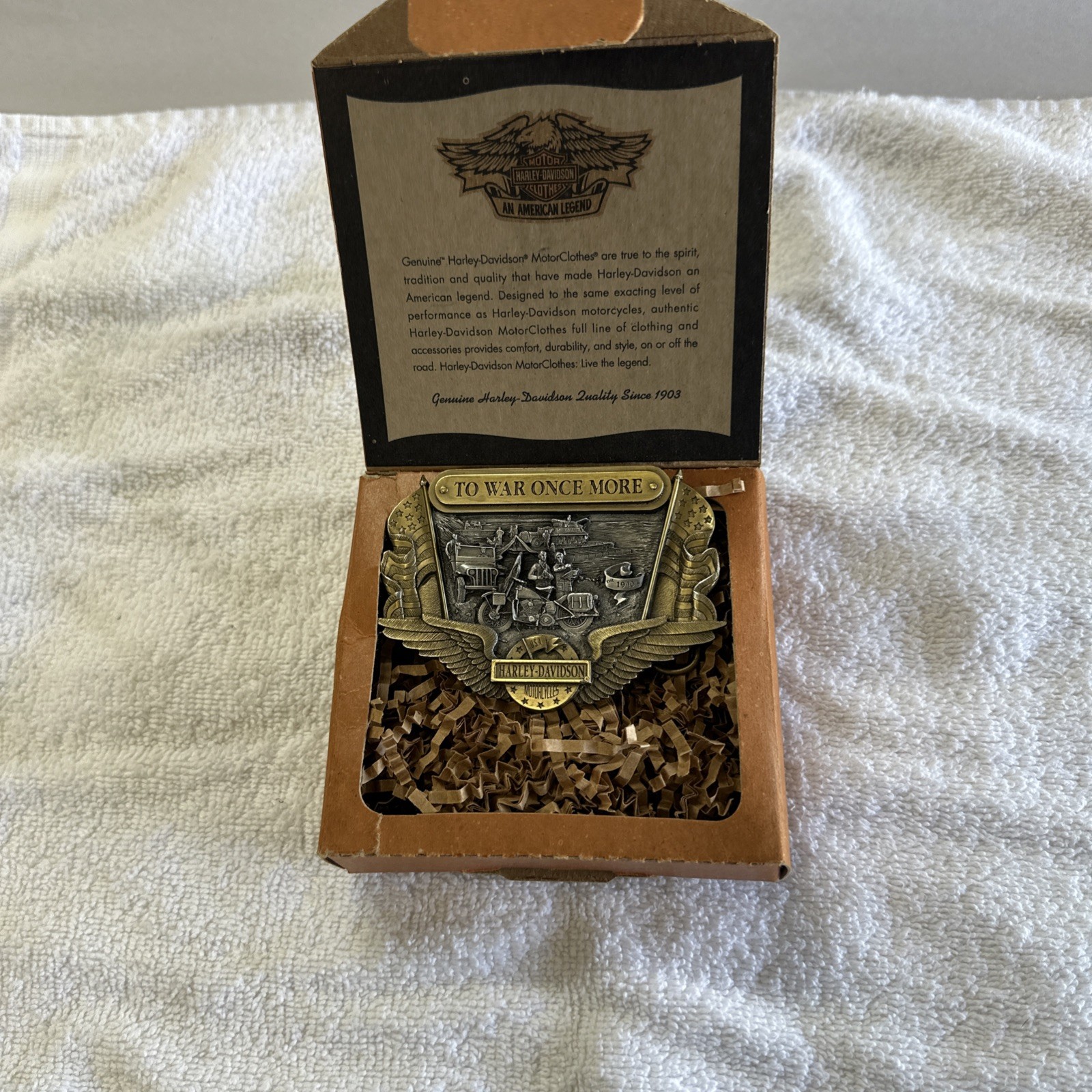 TO WAR ONCE MORE ~ HARLEY DAVIDSON ~ Rare Commerative Belt Buckle ~ # 2160