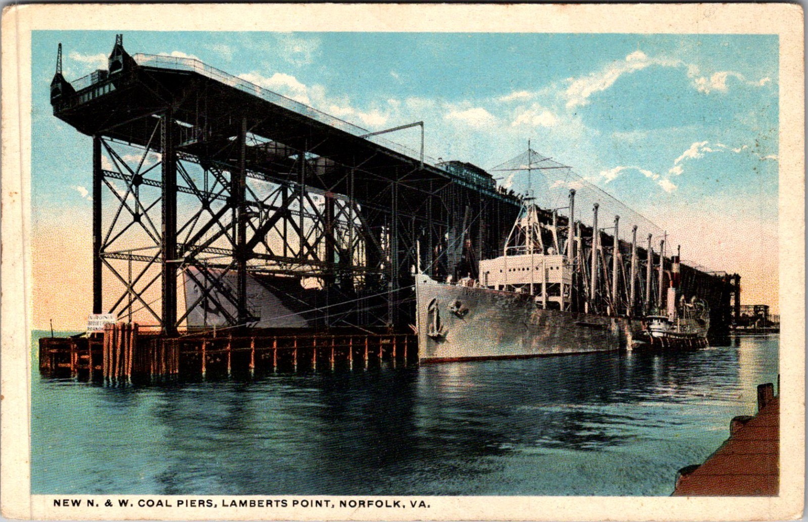 New N&W Coal Piers Lamberts Point Norfolk VA Vintage Postcard TP15-24