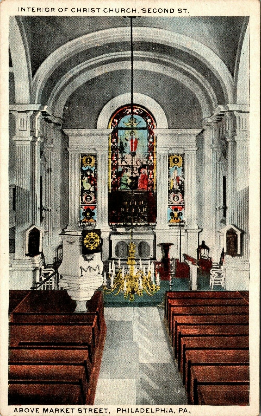 Postcard~Philadelphia Pa.~Interior of Christ Church~Second Street~c1920s