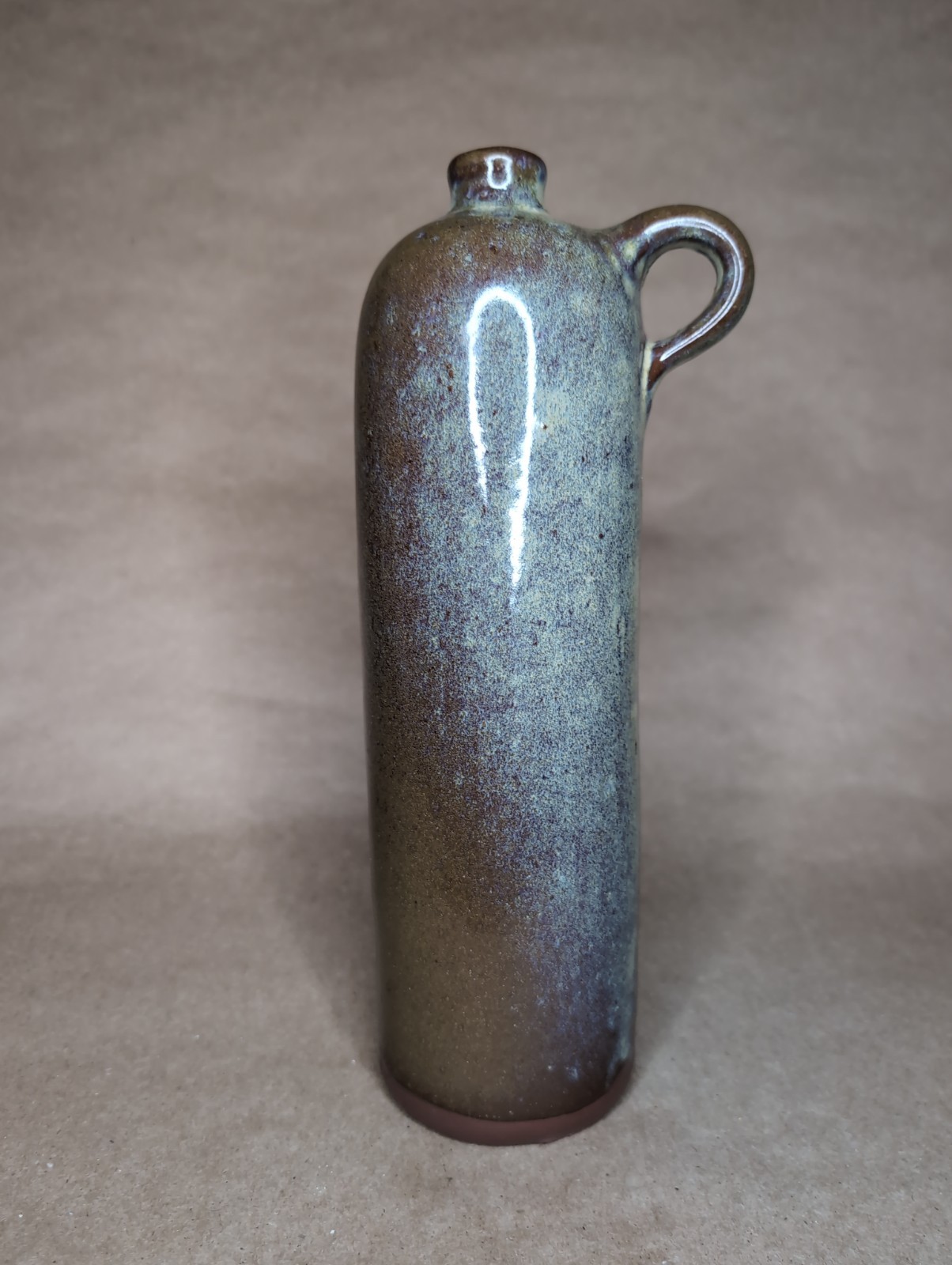 Vintage Clay Stoneware Ceramic Jug Brown Green Glaze MCM Decor Primitive Euro