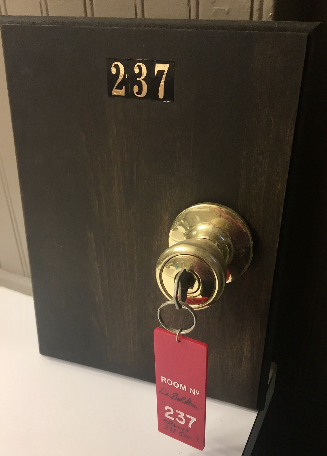 THE SHINING Room 237 Key AUTOGRAPHED / Plaque Signed Lia Beldam Overlook Hotel 