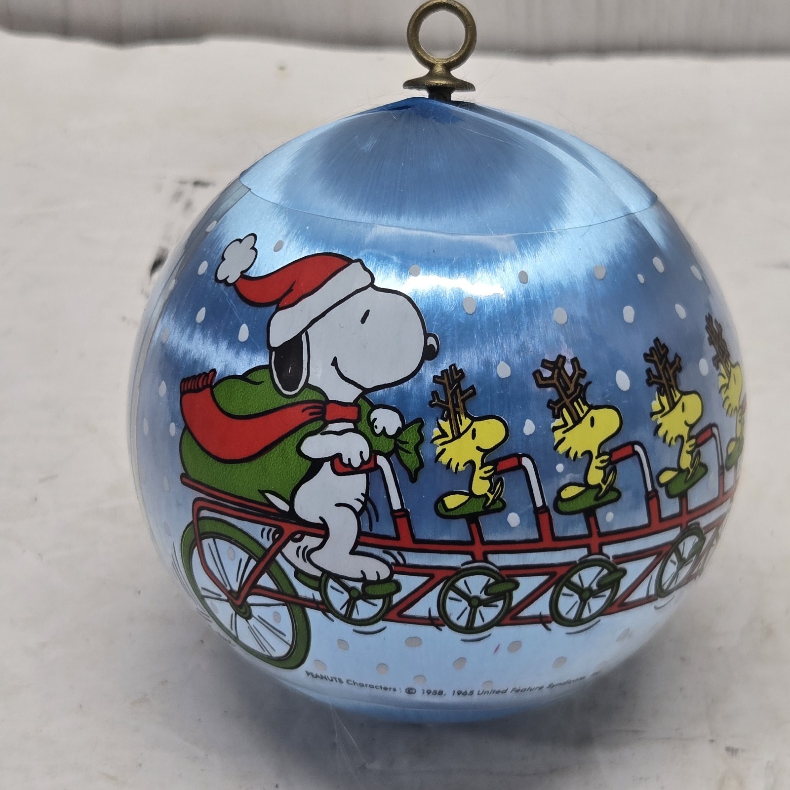 Vtg Hallmark 1982 Peanuts Snoopy Satin Ornament Christmas Holiday Woodstock