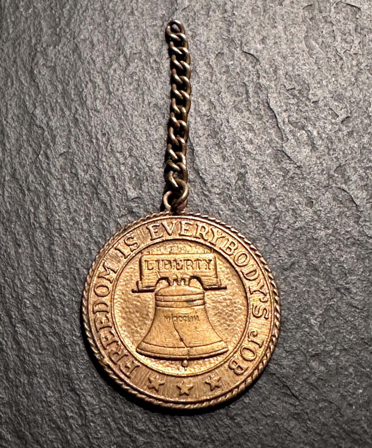 VINTAGE AMERICAN STEEL RETURN TAG WITH LIBERTY BELL \