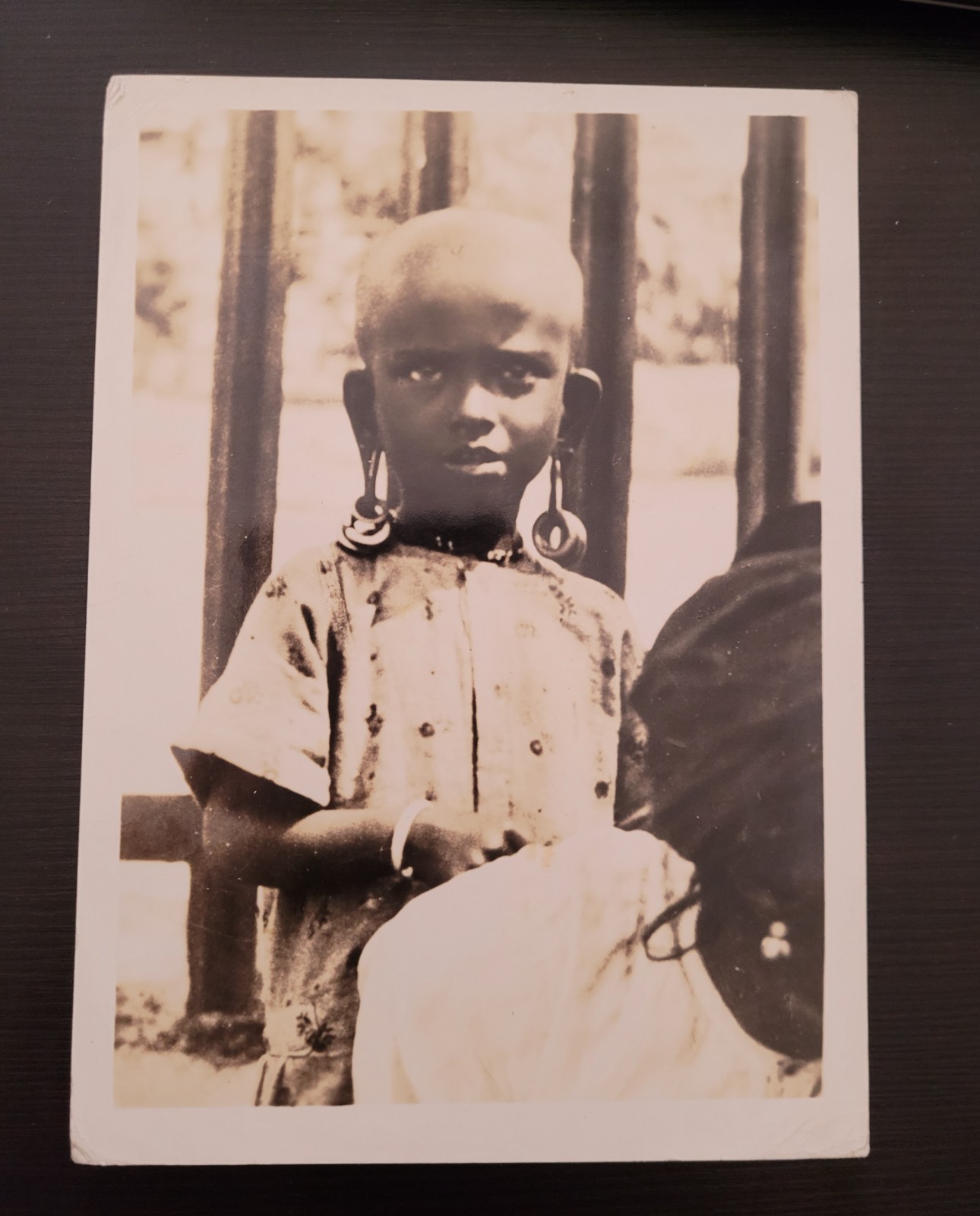 Vintage 1930s Photo South India Boy Brass Ear Rings Paul\'s Photos Chicago 5x7