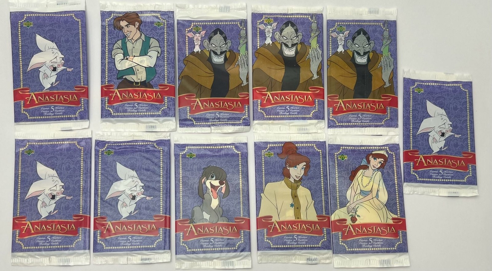Vintage 1997 Upper Deck Anastasia Movie Sealed Pack Lot of 11 Rare Art Variants