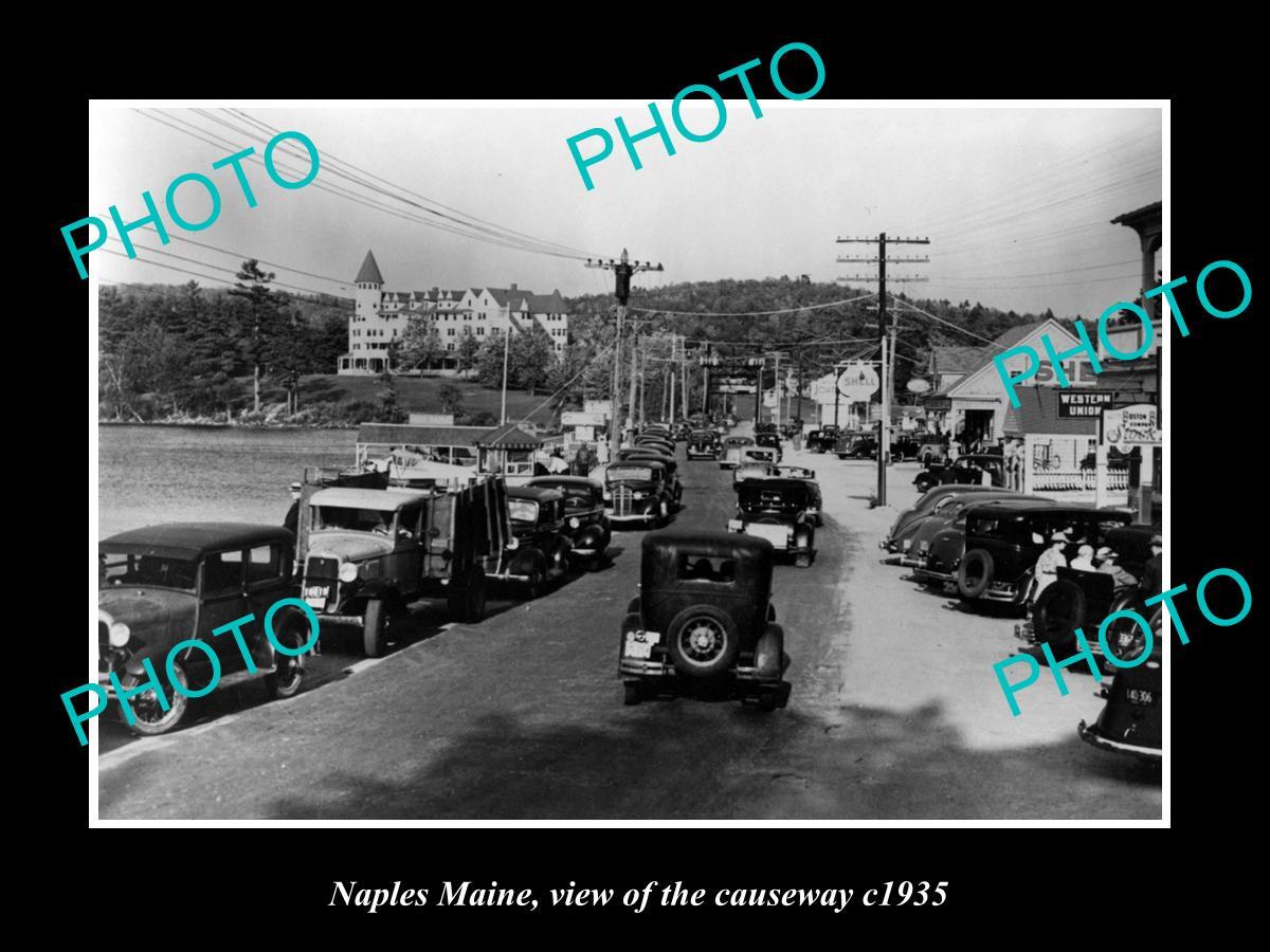 OLD LARGE HISTORIC PHOTO OF NAPLES MAINE VIEW OF THE CAUSEWAY c1935