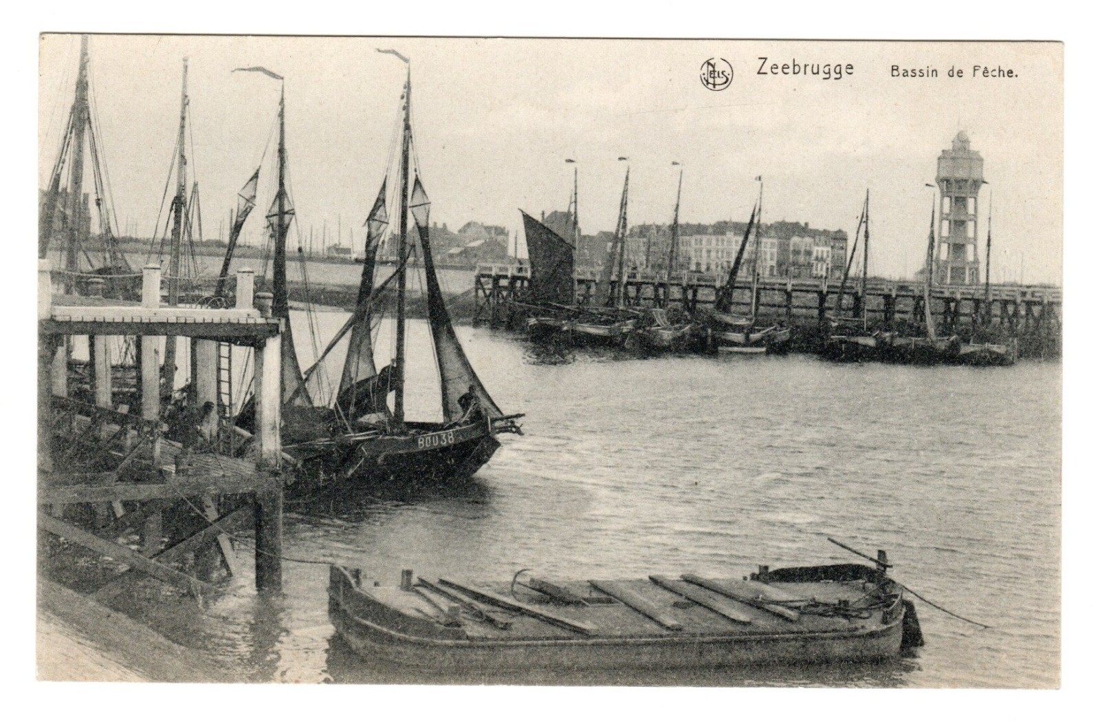Old Postcard Zeebrugge Bassin de Pêche Belgium Fishing Port First World War WWI 1918