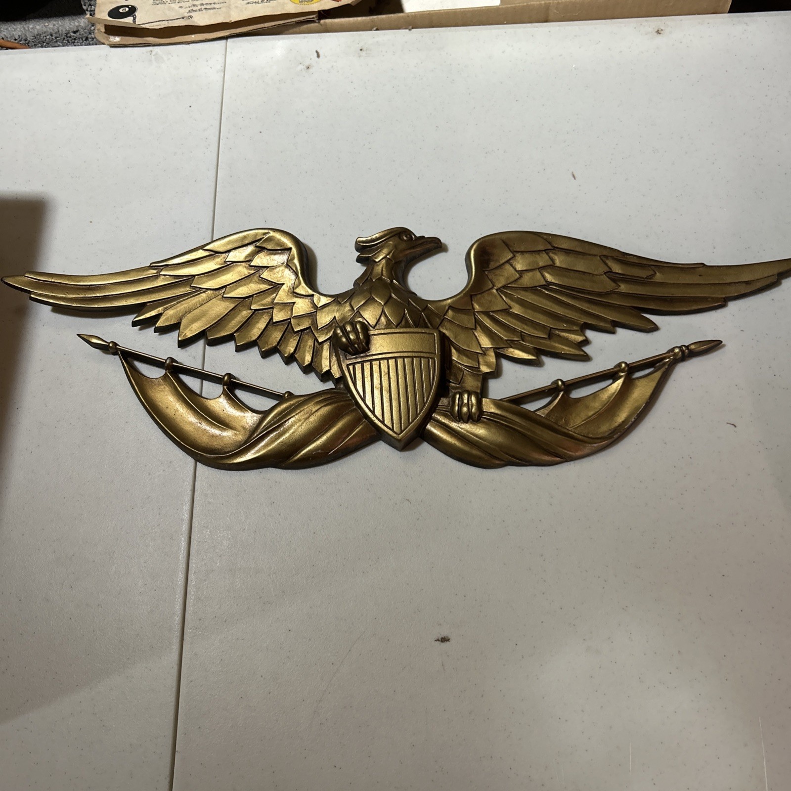 Vintage Sexton USA Brass Tone Metal Eagle Wall Plaque 27\
