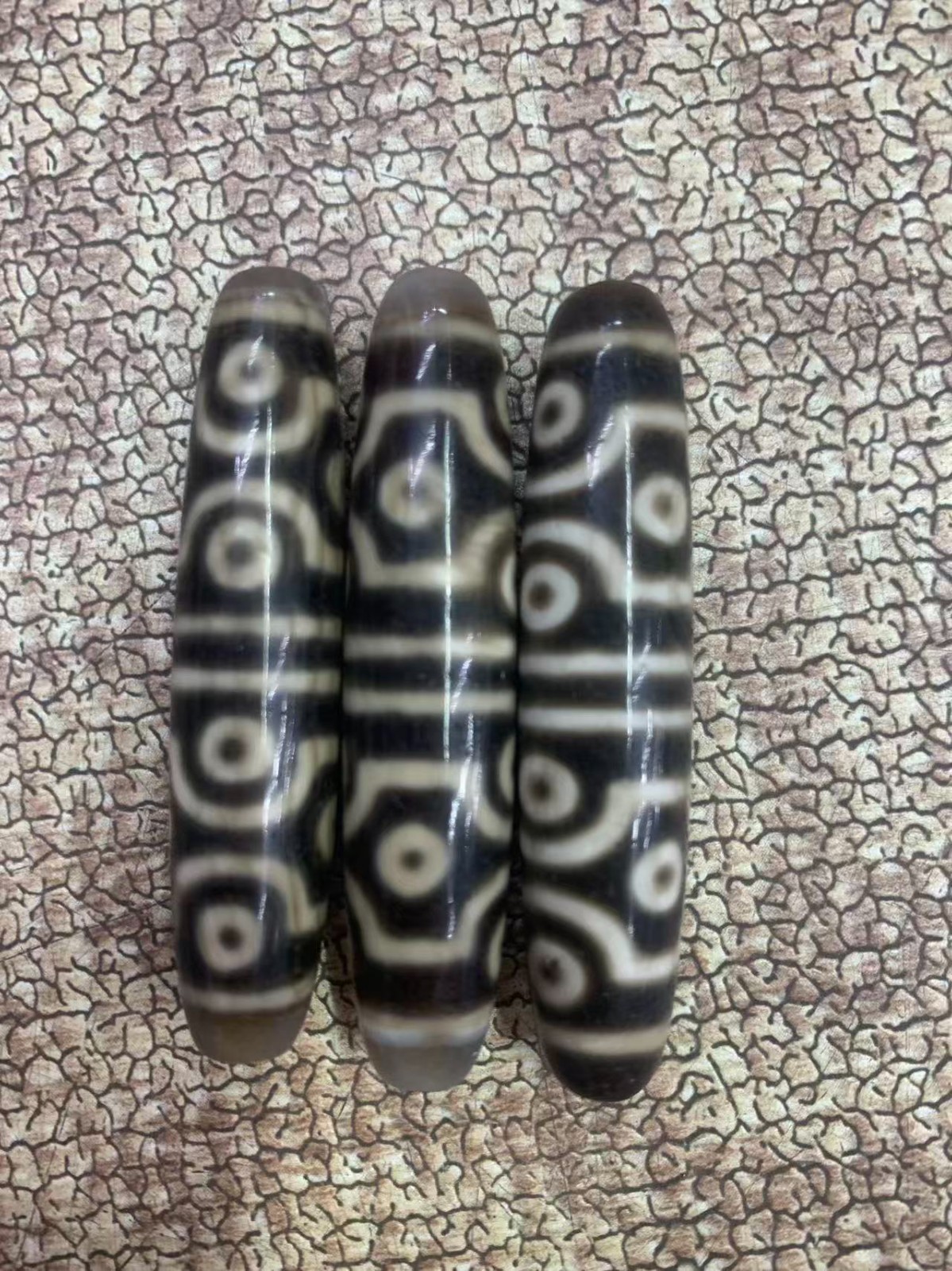 3 Pcs Rare Wonderful Tibetan Natural Old Agate Dzi *12Eyed* Beads