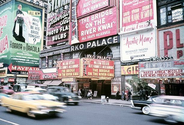 Movie theaters and a musical theater on Broadway ies 1950s Old Photo