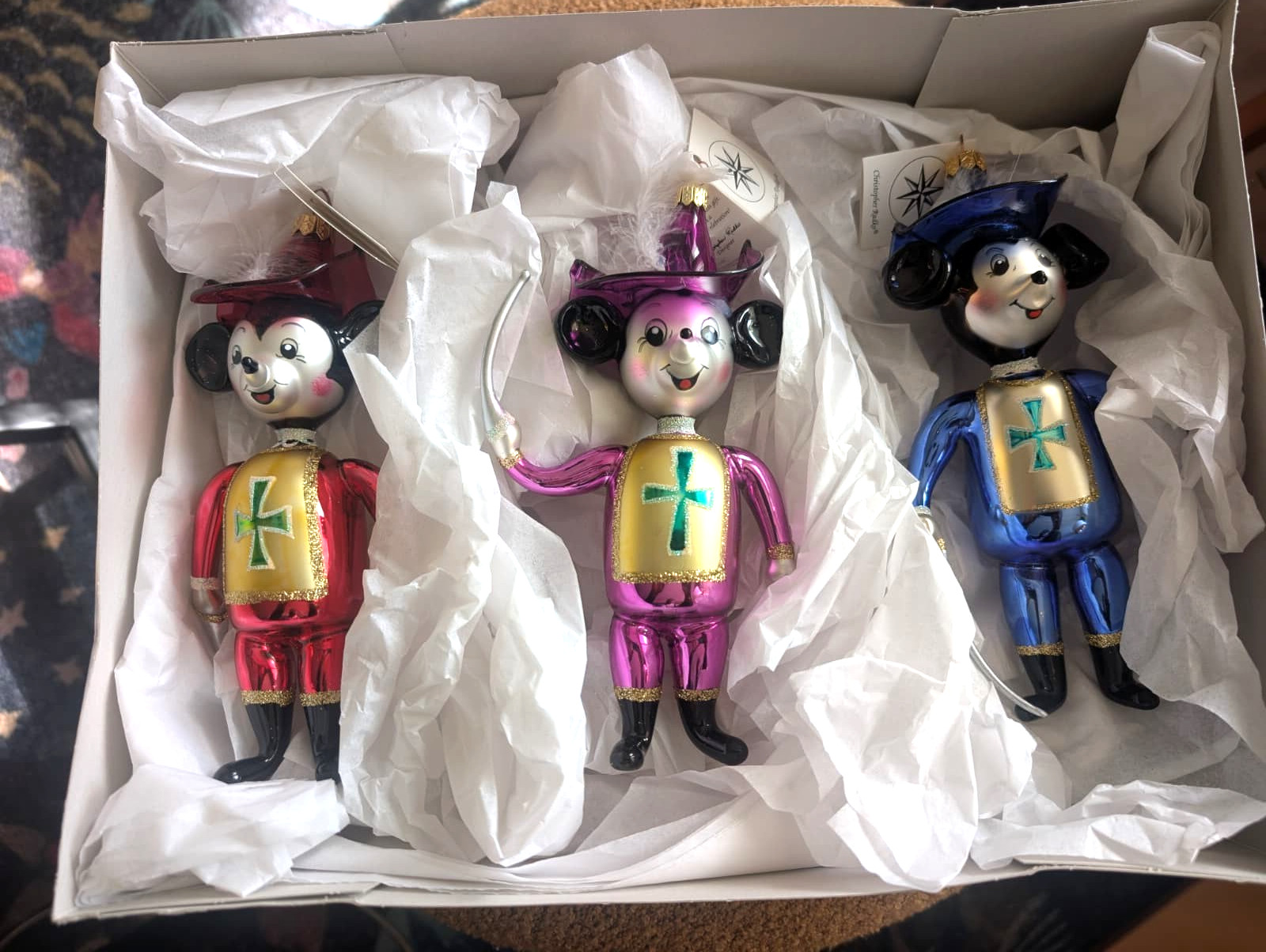 Radko Disney Mickey Musketeer Set of 3 Italian, Blue Artist Signed 1996