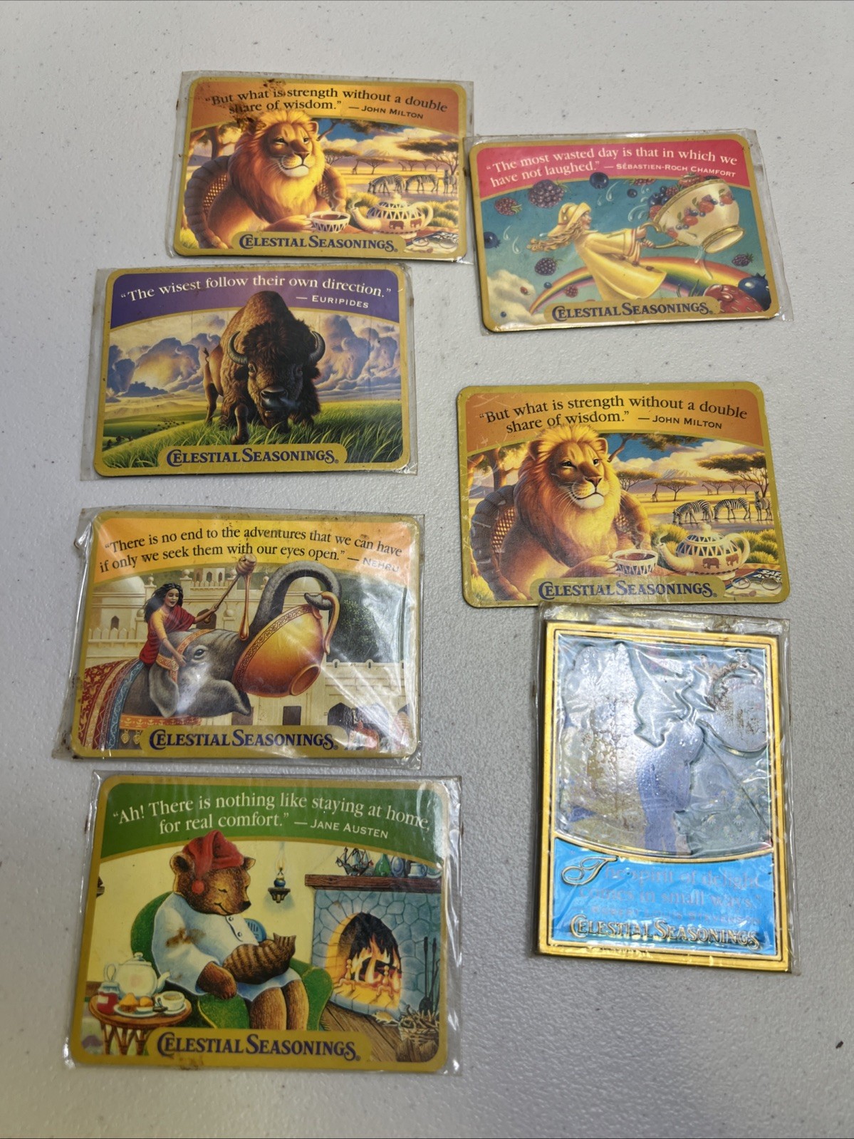 Vintage Lot of 7 Celestial Seasonings Tea Advertising Refrigerator Magnets