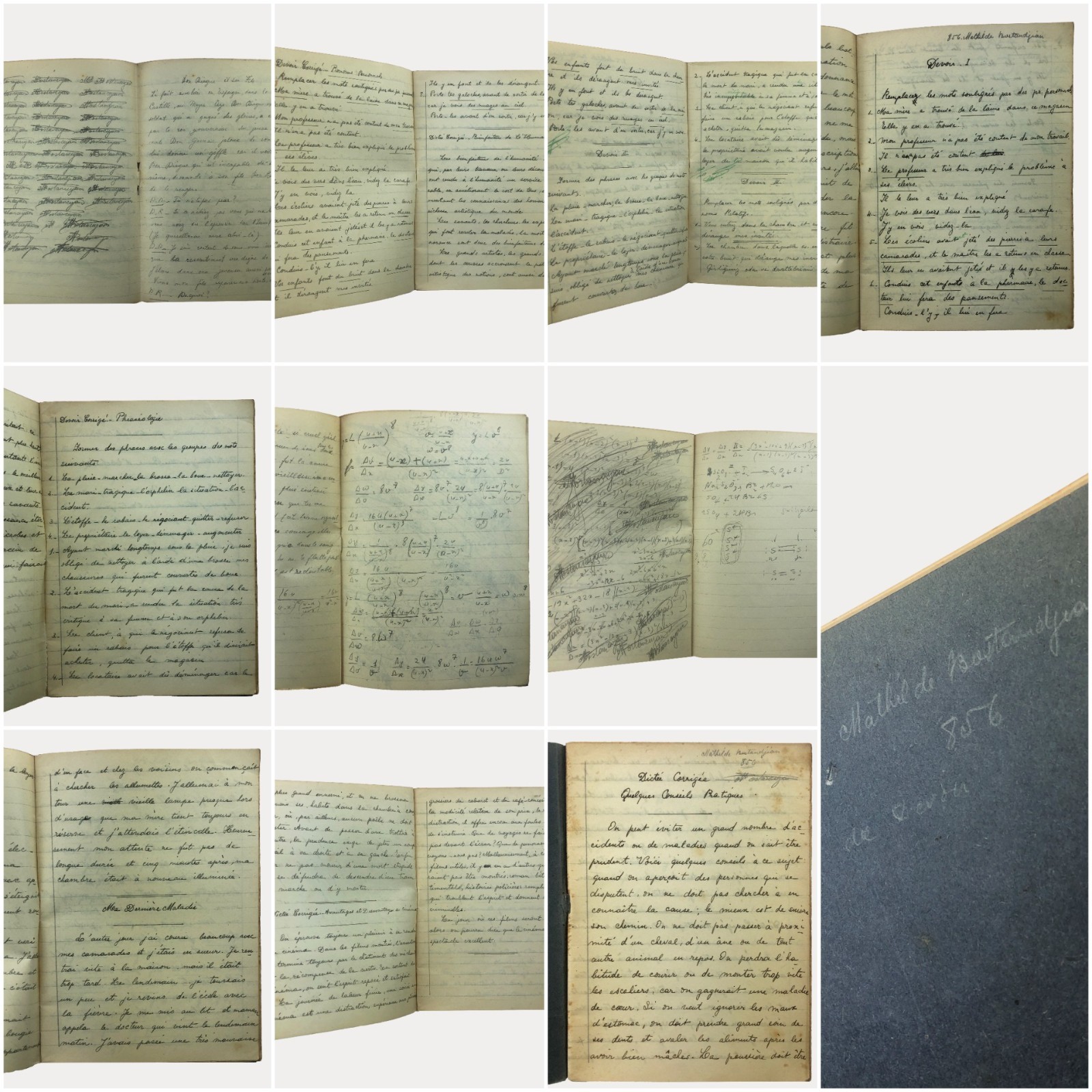 Manuscript French School Exercise Notebook – Armenian School Istanbul Turkey