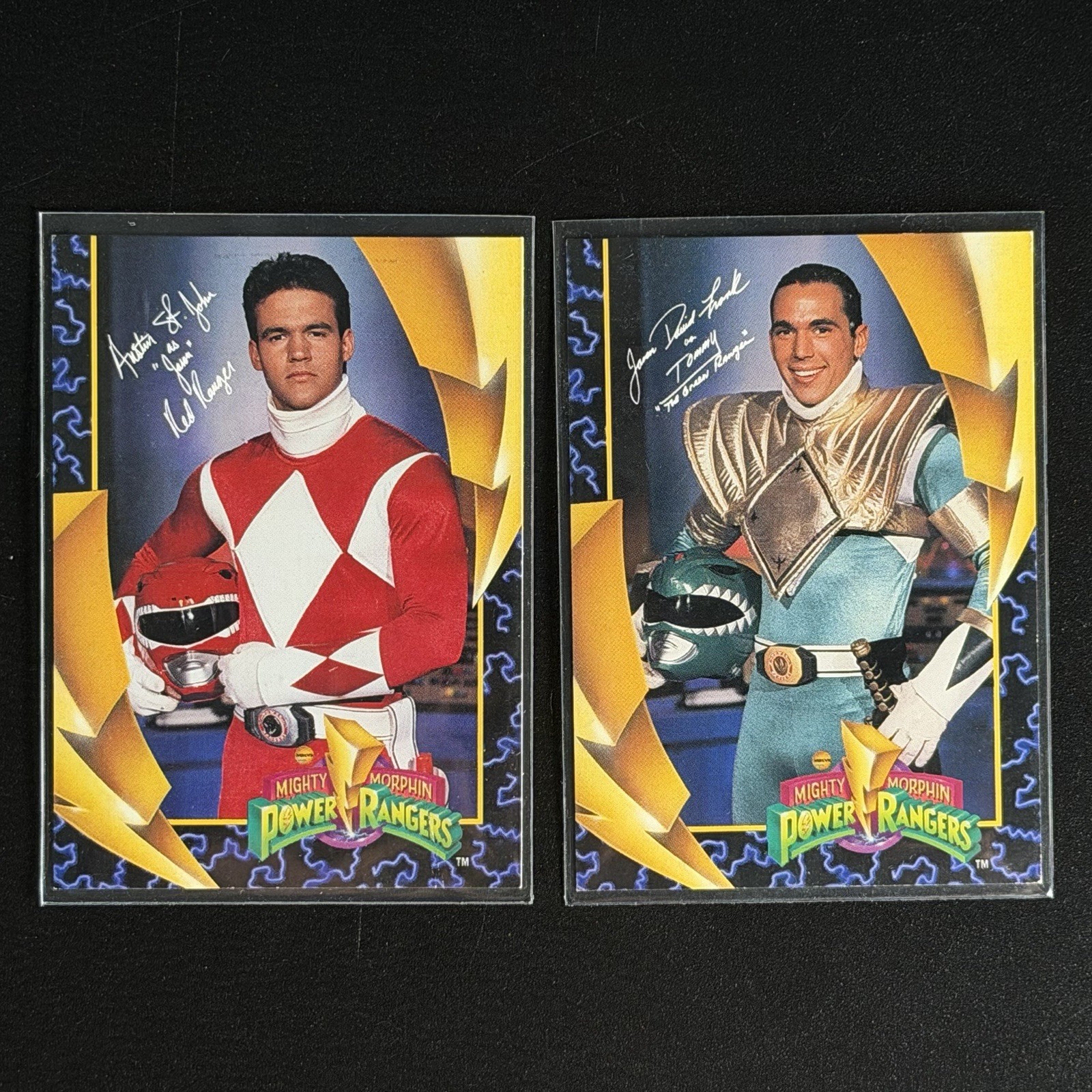 1994 Saban Mighty Morphin Power Rangers 2 Card LOT Green/Tommy Red/Jason / Auto