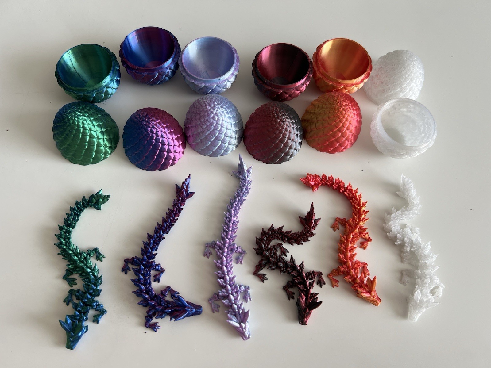 6Pcs 3D Printed Dragon Eggs with Dragon Inside – Fantasy Collectible, Home & O