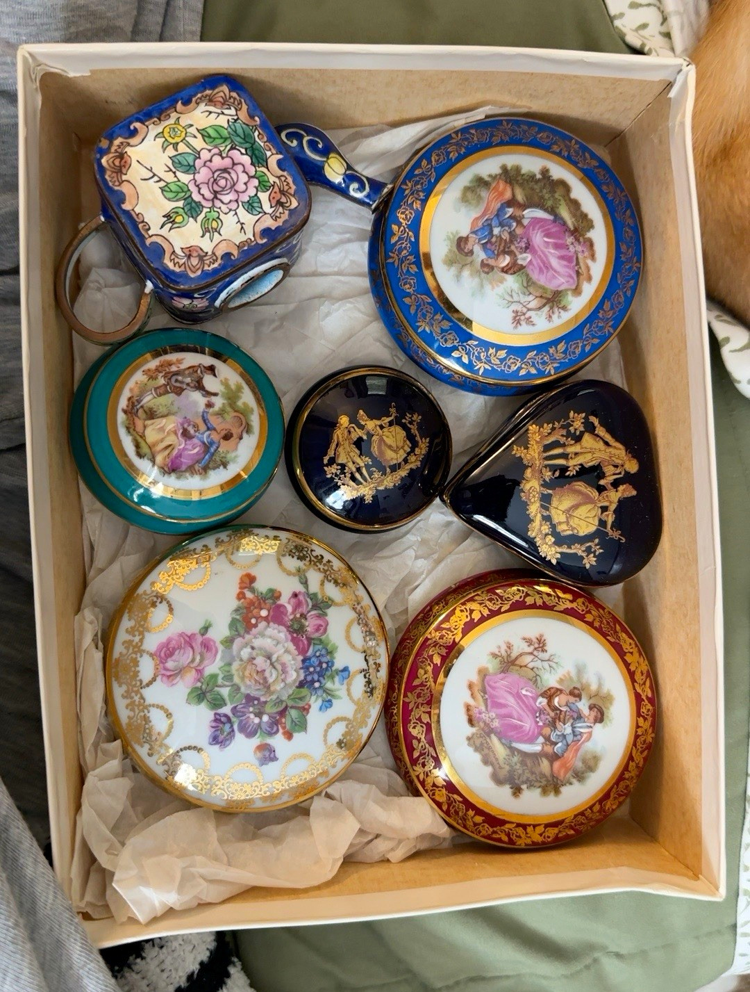 Porcelaine d'Art Limoges France Porcelain Trinket Boxes Lot of 7