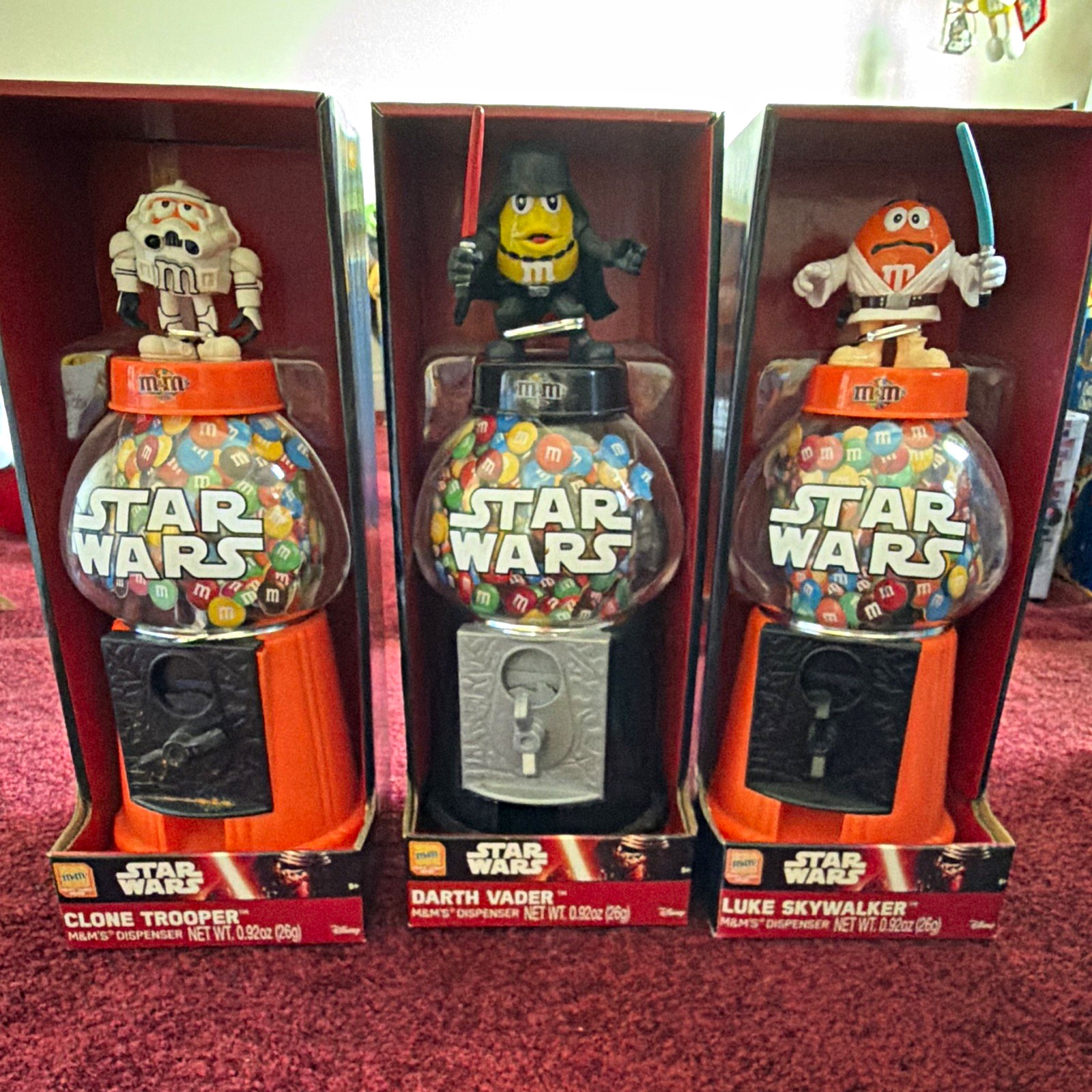 M&M’s Star Wars Candy Dispenser Set of 3: Clone Trooper Vader Luke w/Boxes