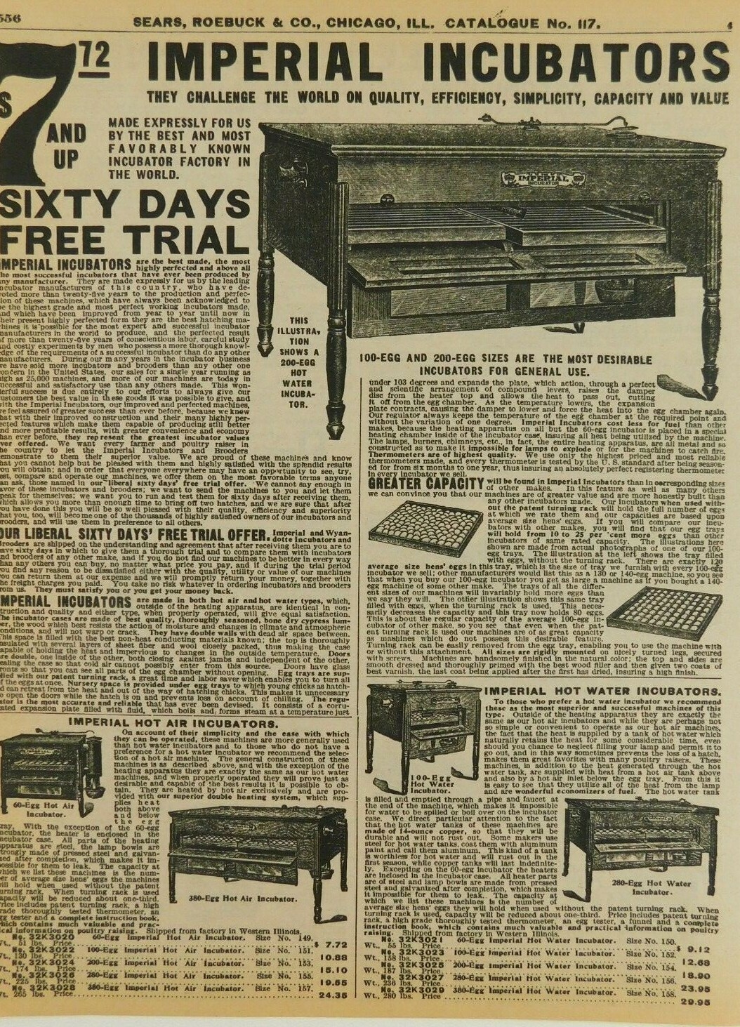 Imperial Incubators 60 Day Trial Sears Roebuck Vintage Advertisement Catalog Pg