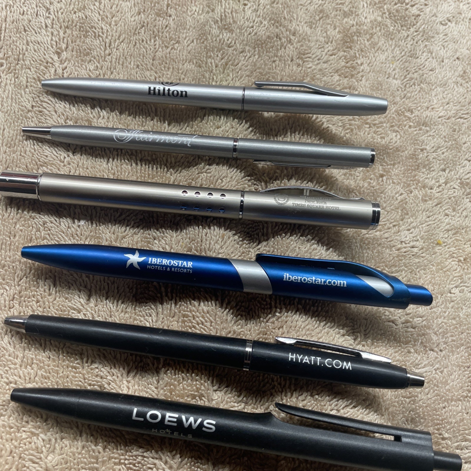 6 Ball Point Hotel Pens Sheraton New York Times Square Fairmont Hilton Hyatt