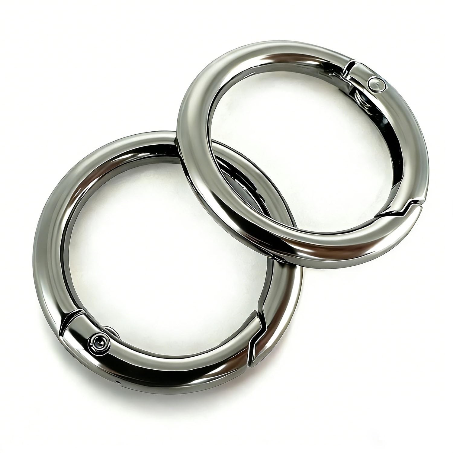 20 Pack Metal Key Ring Clips Round Carabiner Keychain Rings Black 1 Inch