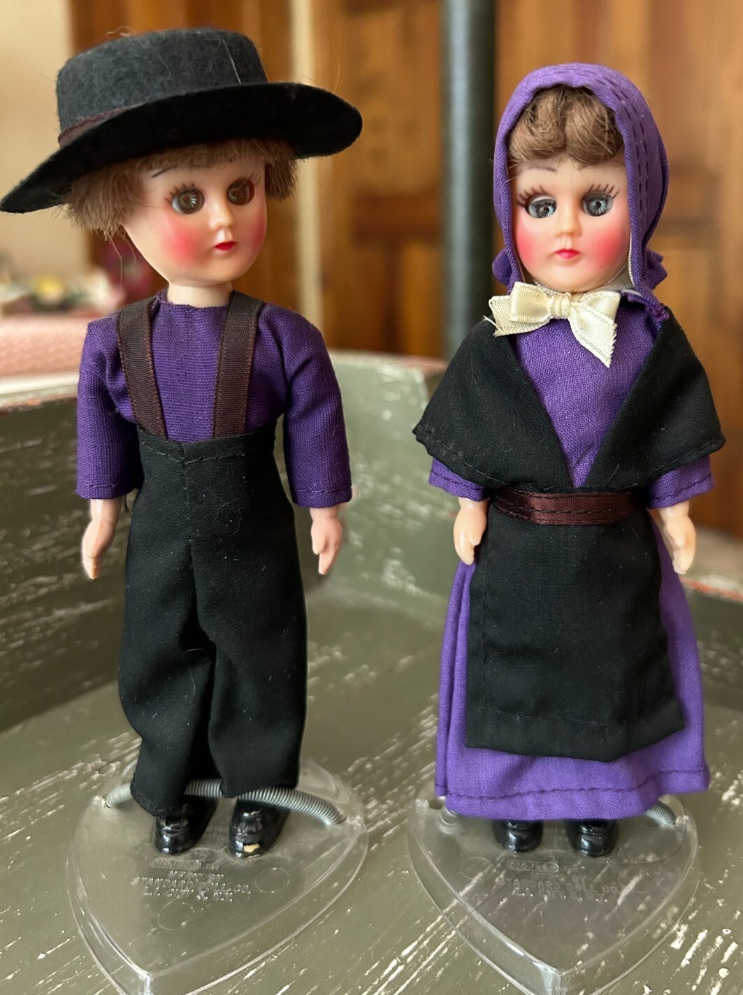  Pennsylvania Dutch Vintage RarePair of Dolls Lancaster Amish / Standard Doll Co