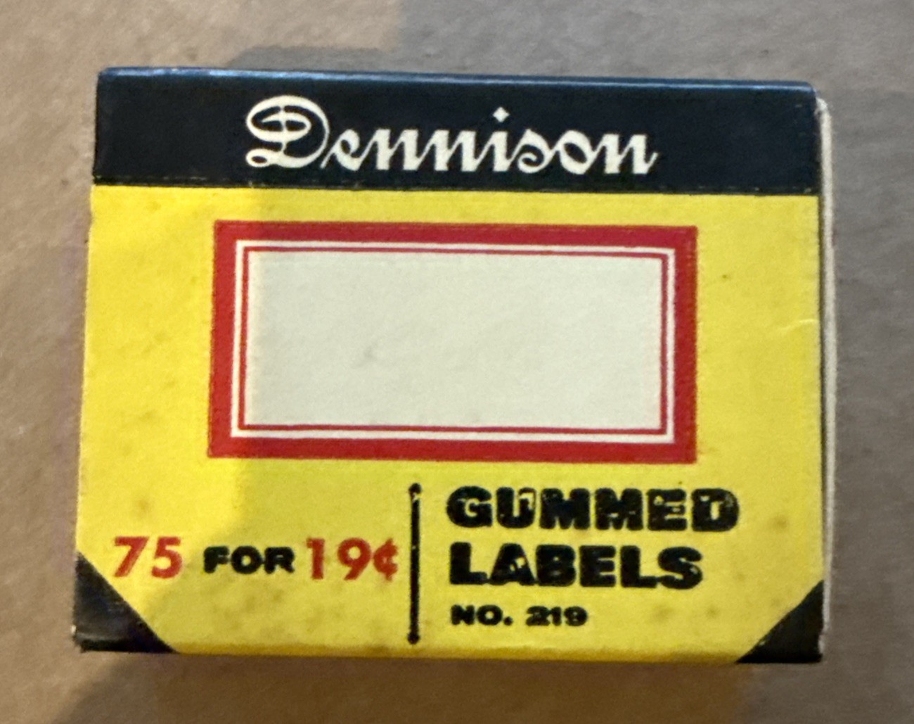 1950’s Dennison Gummed Labels (No. 219)  Labels in box
