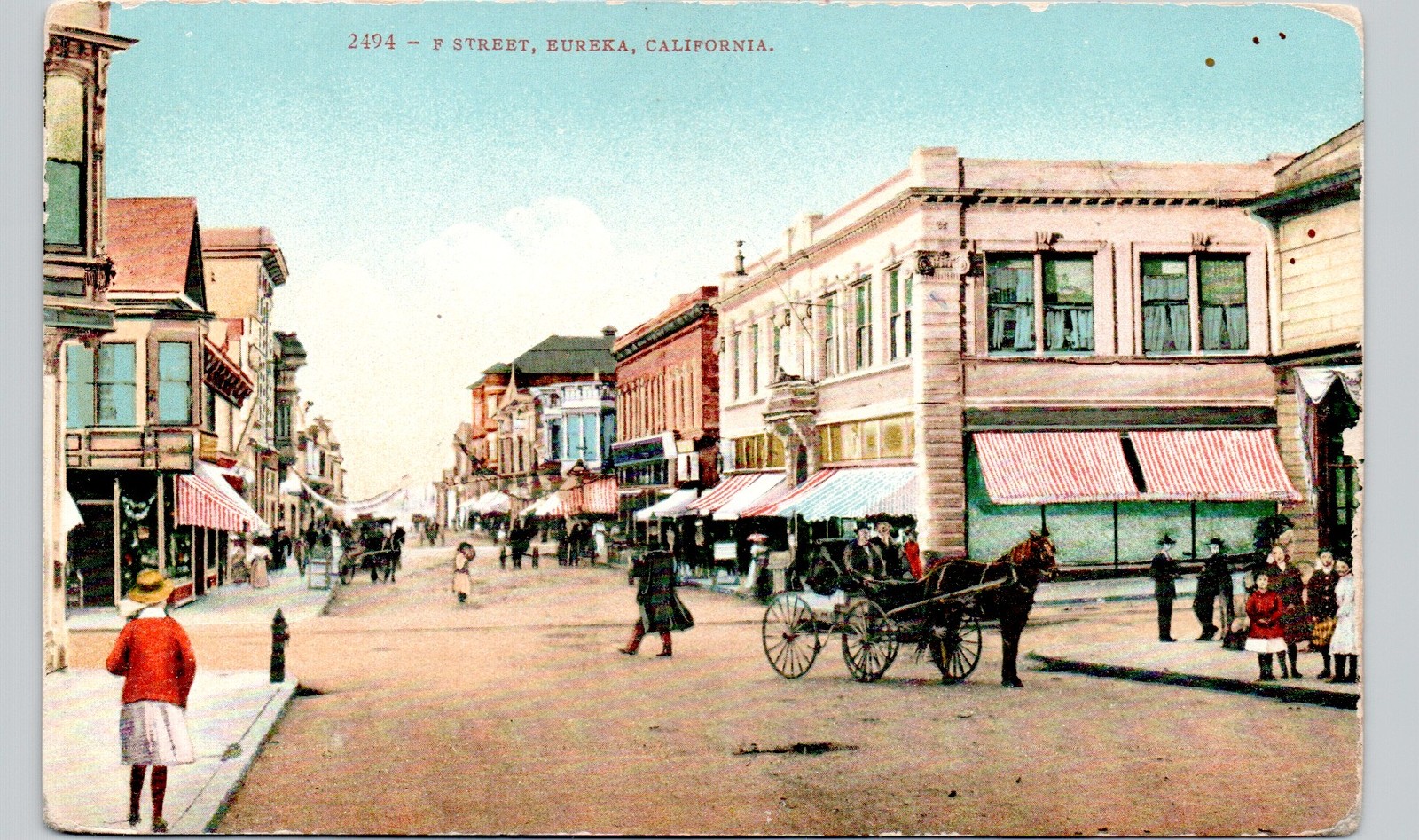DOWNTOWN F STREET eureka ca c1910 postcard california downtown historic bldgs