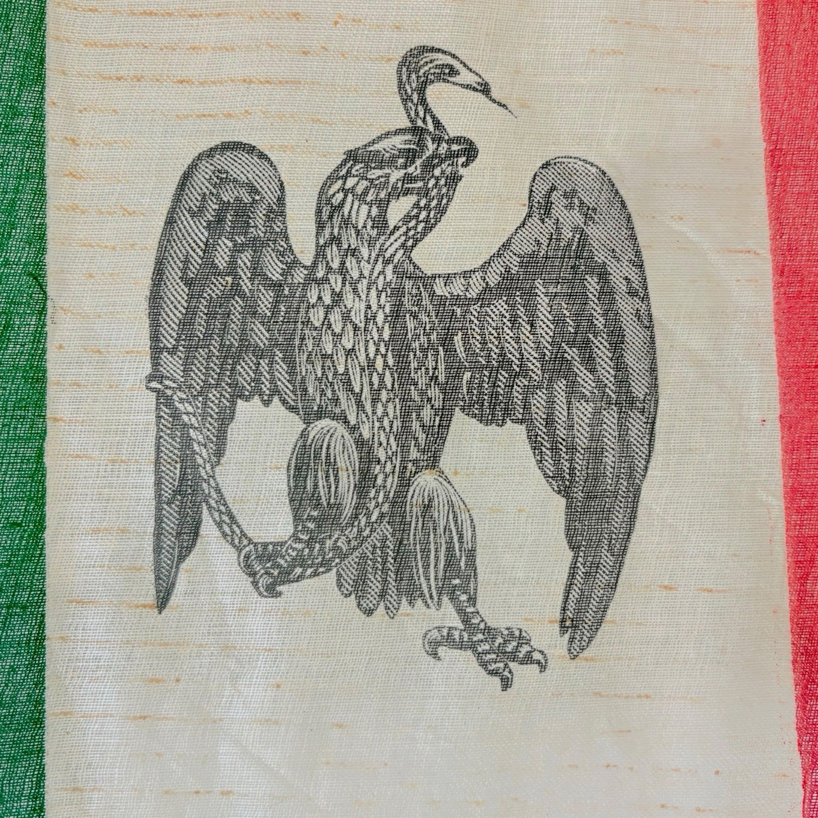 Antique Early 1900s Flag of Mexico Eagle Cotton Muslin