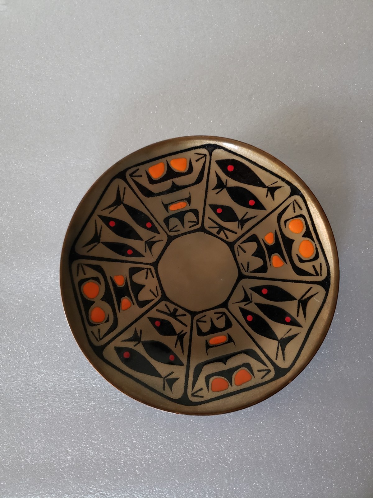 Vintage Patricia Fisher Enamel Copper Plate 1959-1960 MCM - Quebec Canada