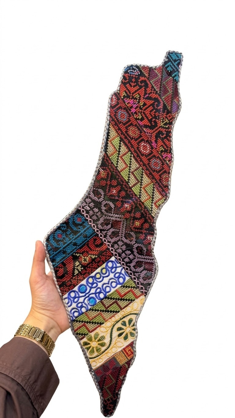Palestinian Embroidery Map Wall Art XL | Handmade Tatreez Palestine Decor | Gift