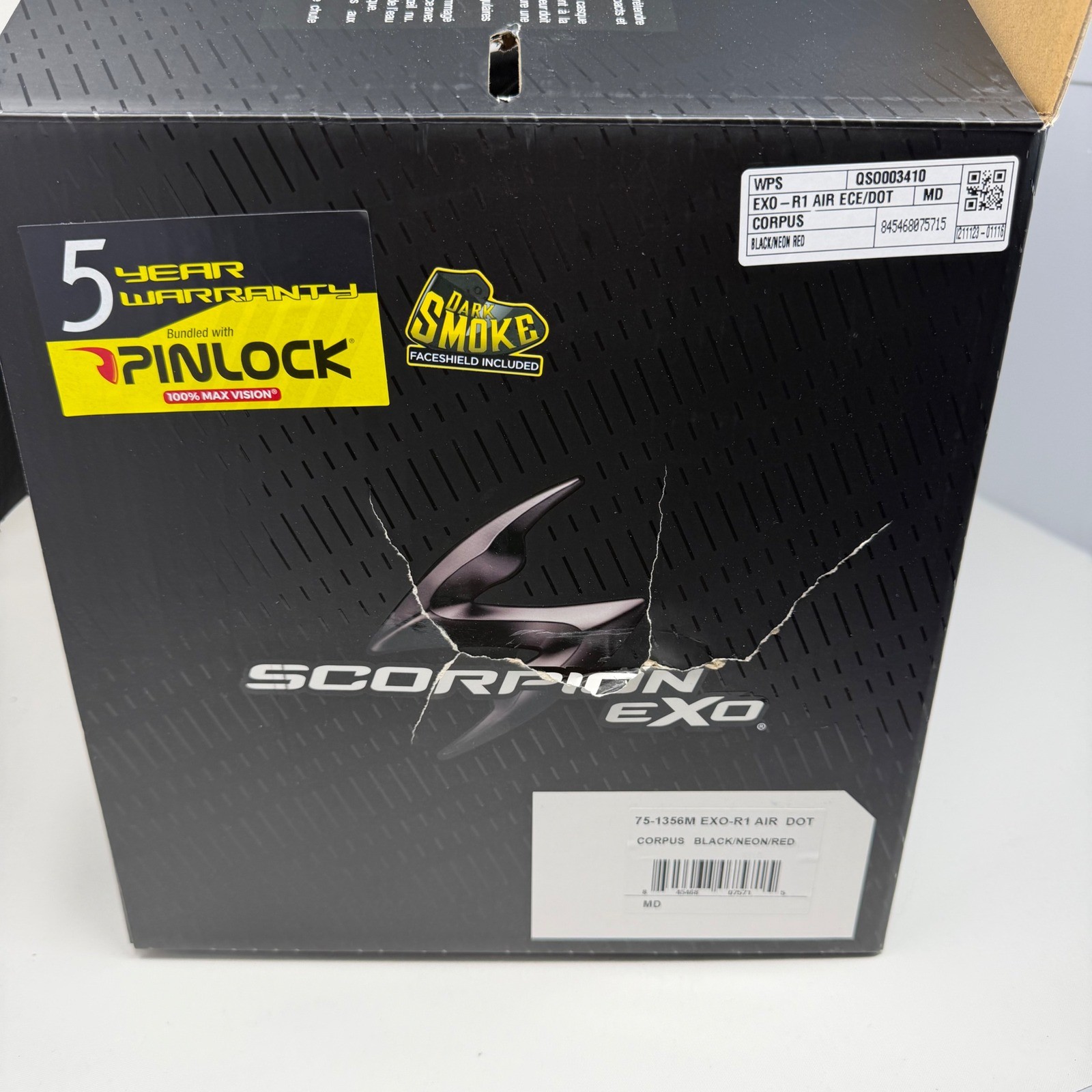 Scorpion EXO-R1 Air Corpus Helmet Black Neon Red MD DOT ECE Carbon Fiber New