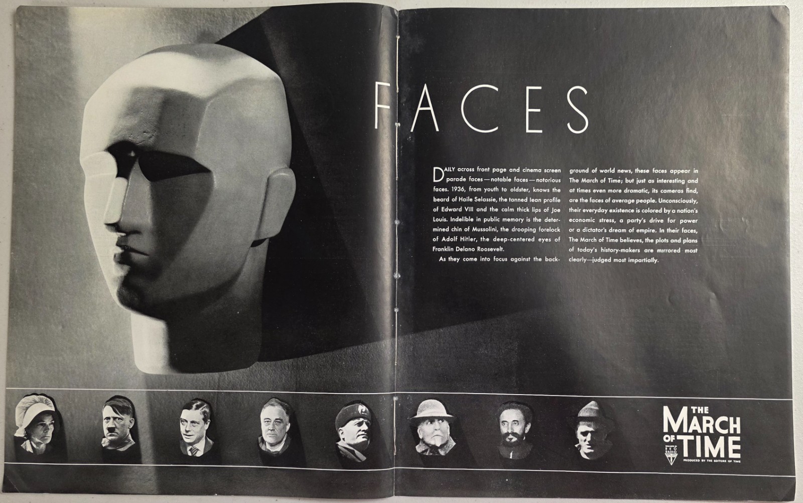 1936 Print Ad The March of Time RKO Radio Adolf Hitler, Mussolini, FDR