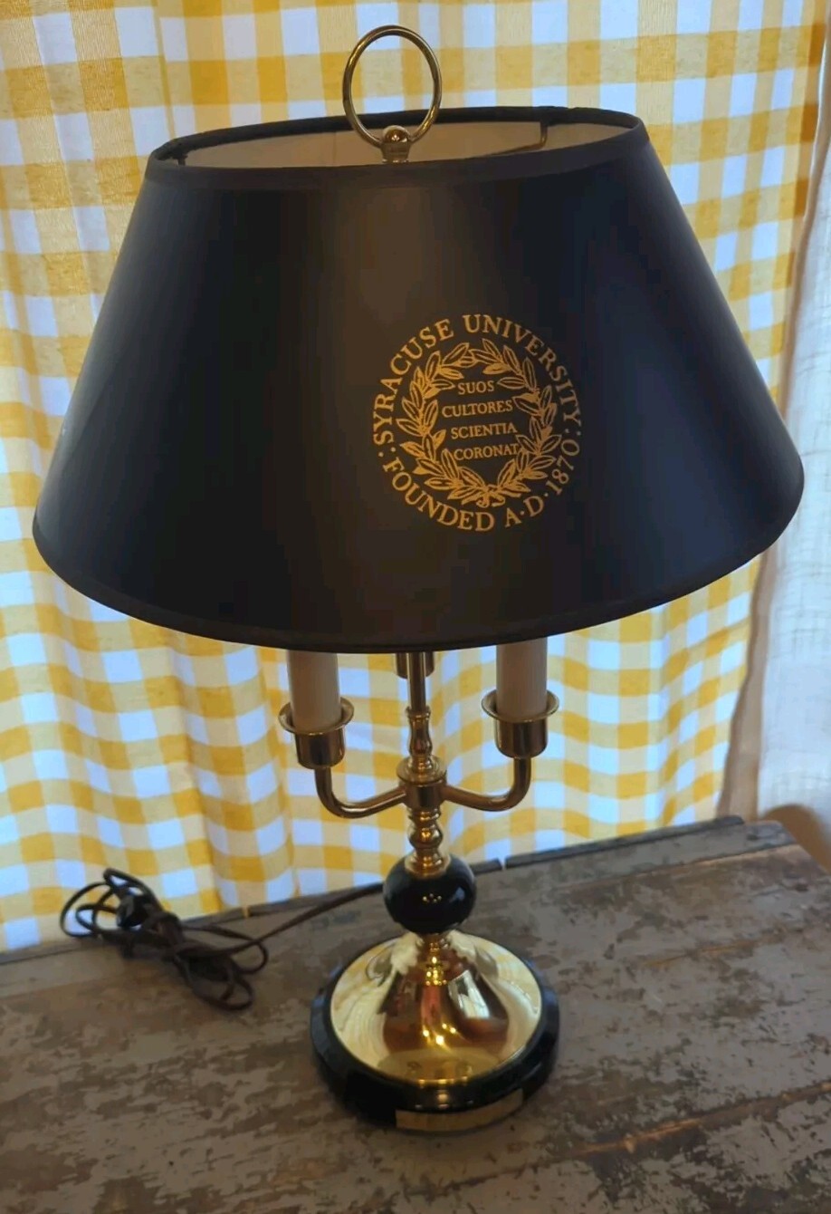 Vintage Syracuse University Brass & Marble Desk Lamp William H.T. Smith Class 65